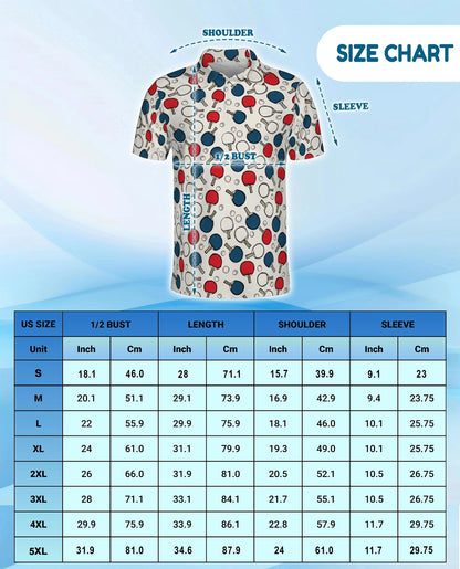 Ping Pong Paddle Pattern Polo Shirt for Men – Table Tennis Sports Style | Netecom