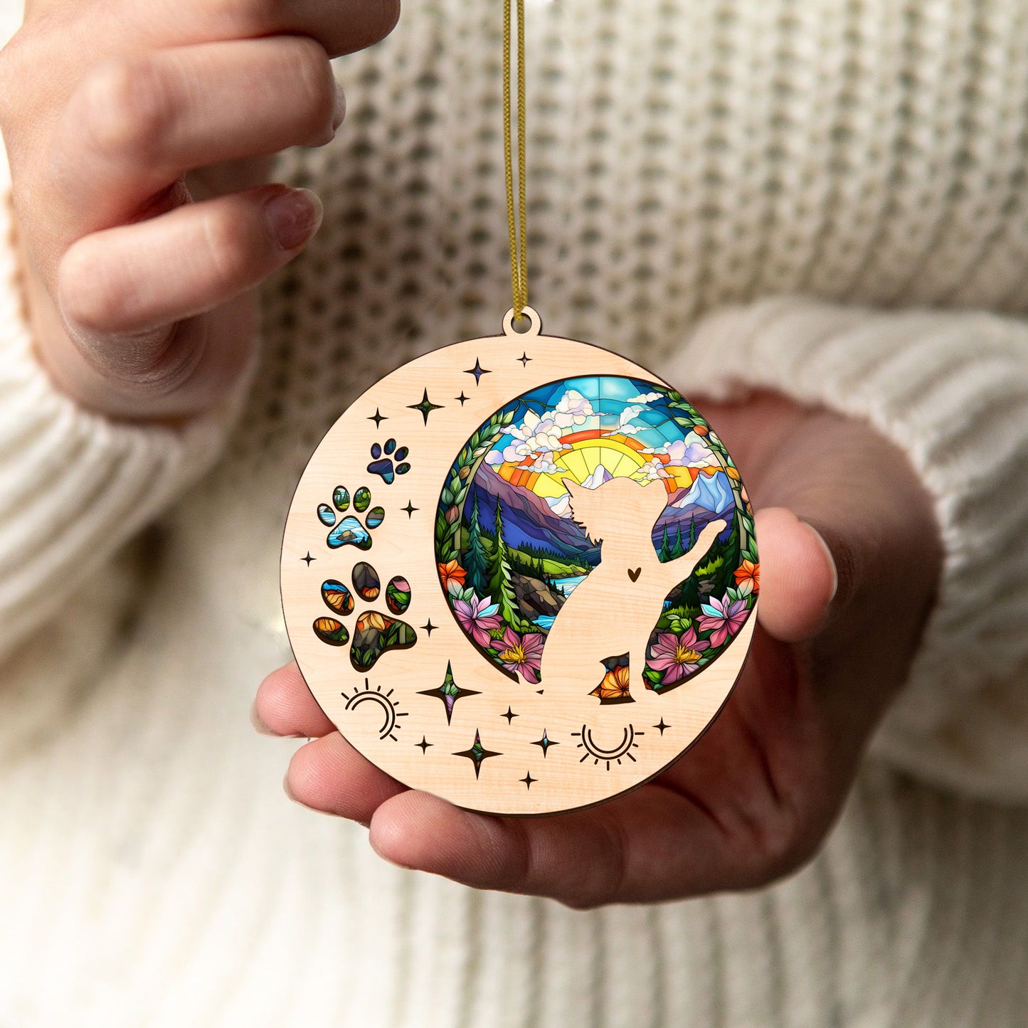 Netecom Chihuahua Memorial Suncatcher, Personalized with Name Date Dog Suncatcher, Pet Loss Sun Catchers Indoor Window, Bereavement Gift Dog Memorial Ornament Loss of Pet Sympathy Gift