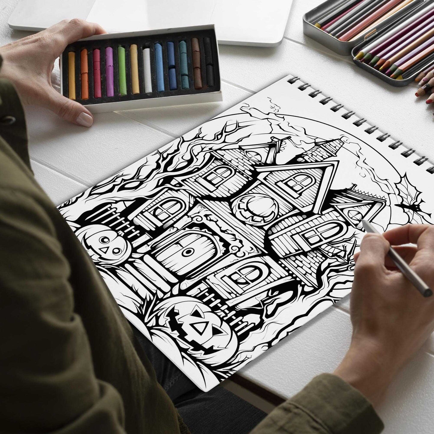 Phantasmal House Spiral Bound Coloring Book, Explore the Mysterious Beauty of Phantasmal Houses with 30 Exquisitely Illustrated Coloring Pages.