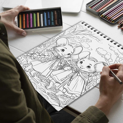 Whimsical Mice Tales Spiral Bound Coloring Book, Embark on a Coloring Journey with 30 Enchanting Pages, Where Whimsical Mice Tales Come to Life.