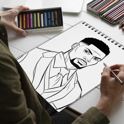 Gentleman African Men Spiral Bound Coloring Book, Indulge in 30 Dashing Coloring Pages, Fostering Focus and Imagination while Celebrating Handsome African Men