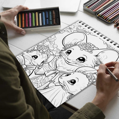 Once Upon a Mice Town Spiral Bound Coloring Book, Unlock Your Imagination with 30 Delightful Coloring Book Pages, Each Showcasing Whimsical Mice Adventures.