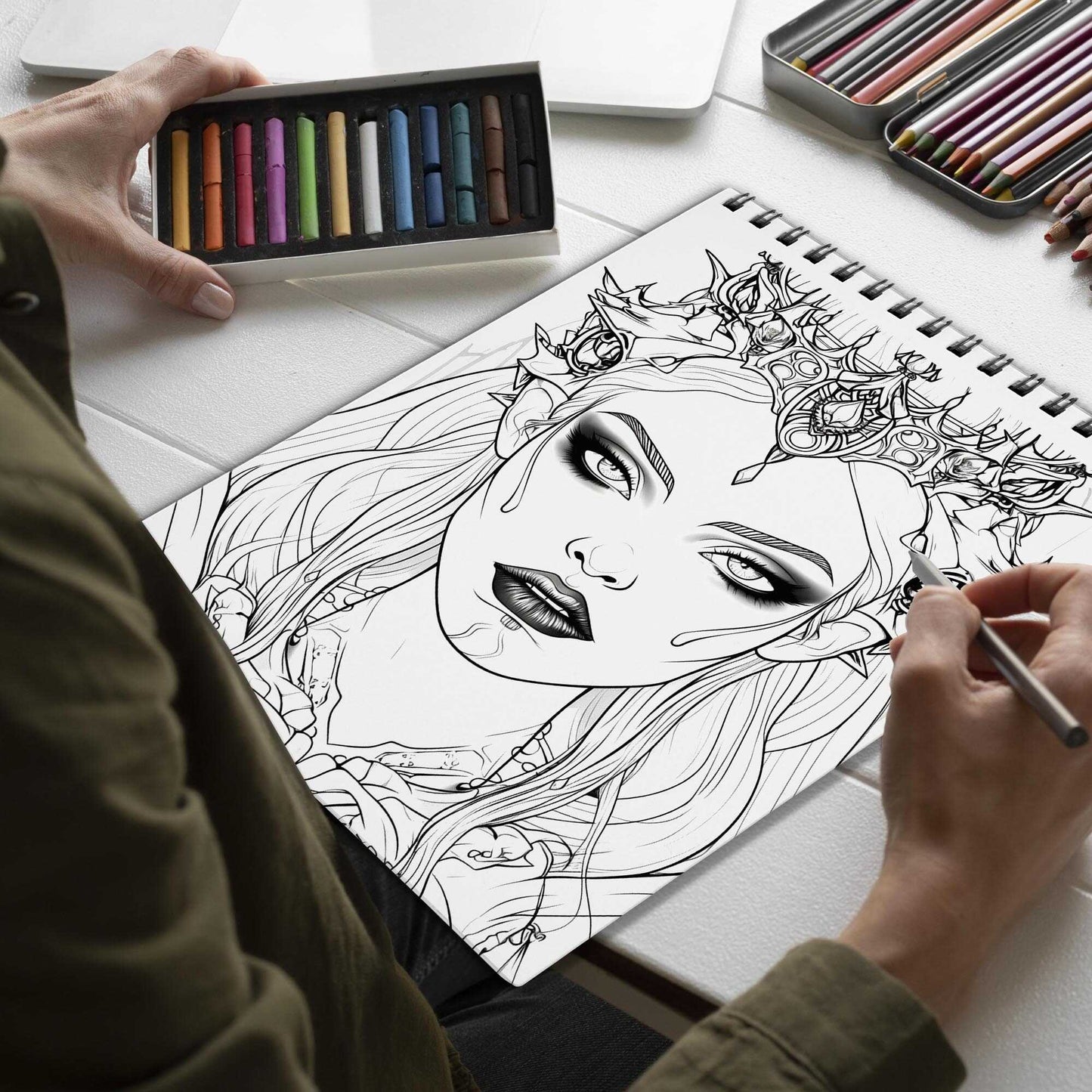 Serene Dreadfulness Spiral Bound Coloring Book, Discover the Dark Elegance with 30 Mesmerizing Coloring Pages, Unleashing Your Inner Artist in the World of Serene Dreadfulness