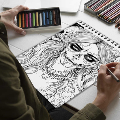 Haunting Beauty Spiral Bound Coloring Book, Discover the Elegance of Darkness with 30 Mesmerizing Coloring Pages of Haunting Beauty, Unleashing Your Inner Artist