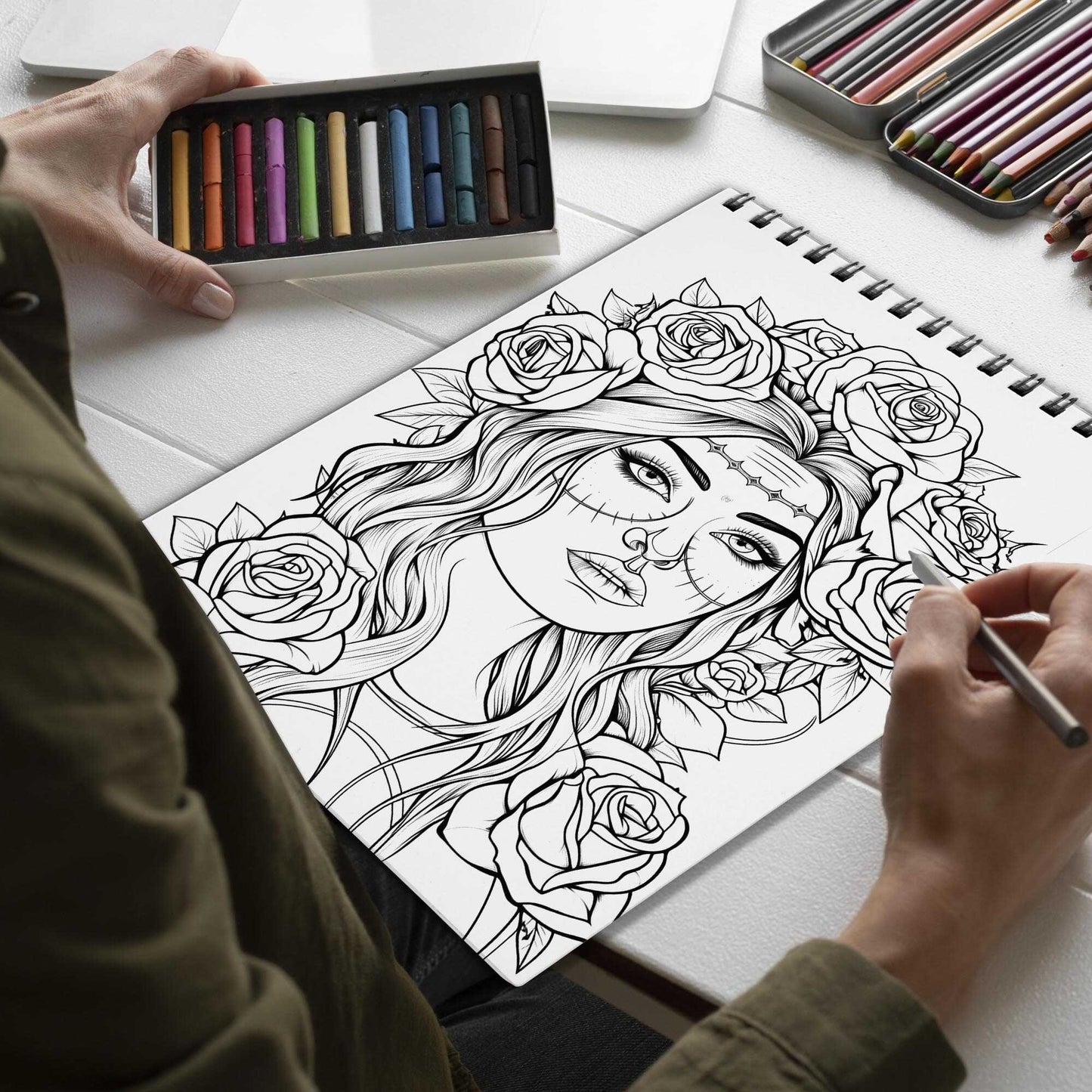 Exquisite Nightshade Spiral Bound Coloring Book, Discover the Dark Elegance with 30 Mesmerizing Coloring Pages, Unleashing Your Inner Artist in the World of Nightshade