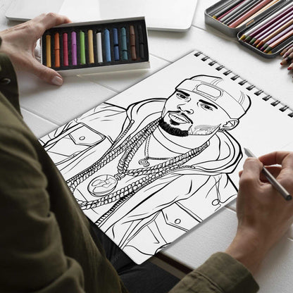 Handsome Black Males Spiral Bound Coloring Book, Capture the Essence of Distinguished Style with 30 Inspiring Coloring Pages, Creating a Timeless Gallery of Handsome Black Men