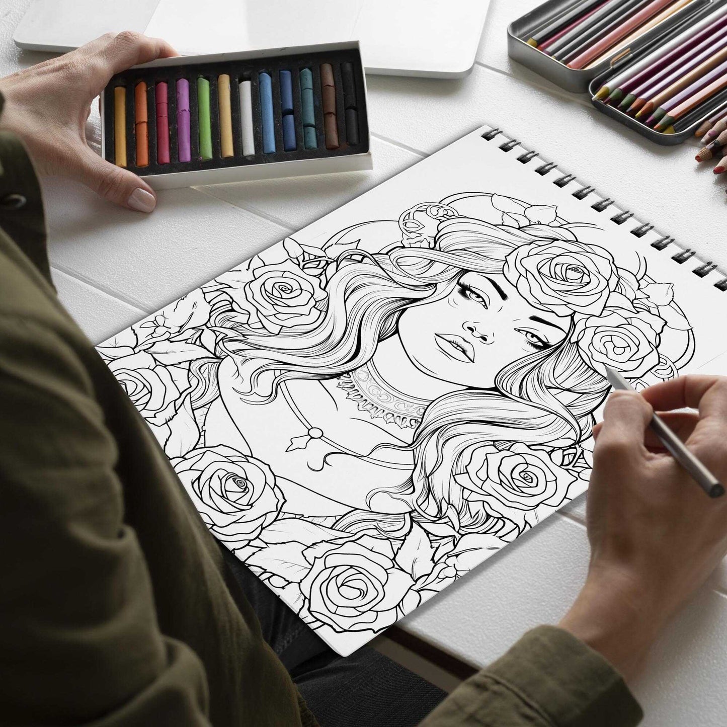 Elegantly Eerie Spiral Bound Coloring Book, Capture the Essence of Gothic Elegance with 30 Striking Coloring Pages for Coloring Aficionados to Bring Out the Unique Personality of Each Elegantly Eerie Woman