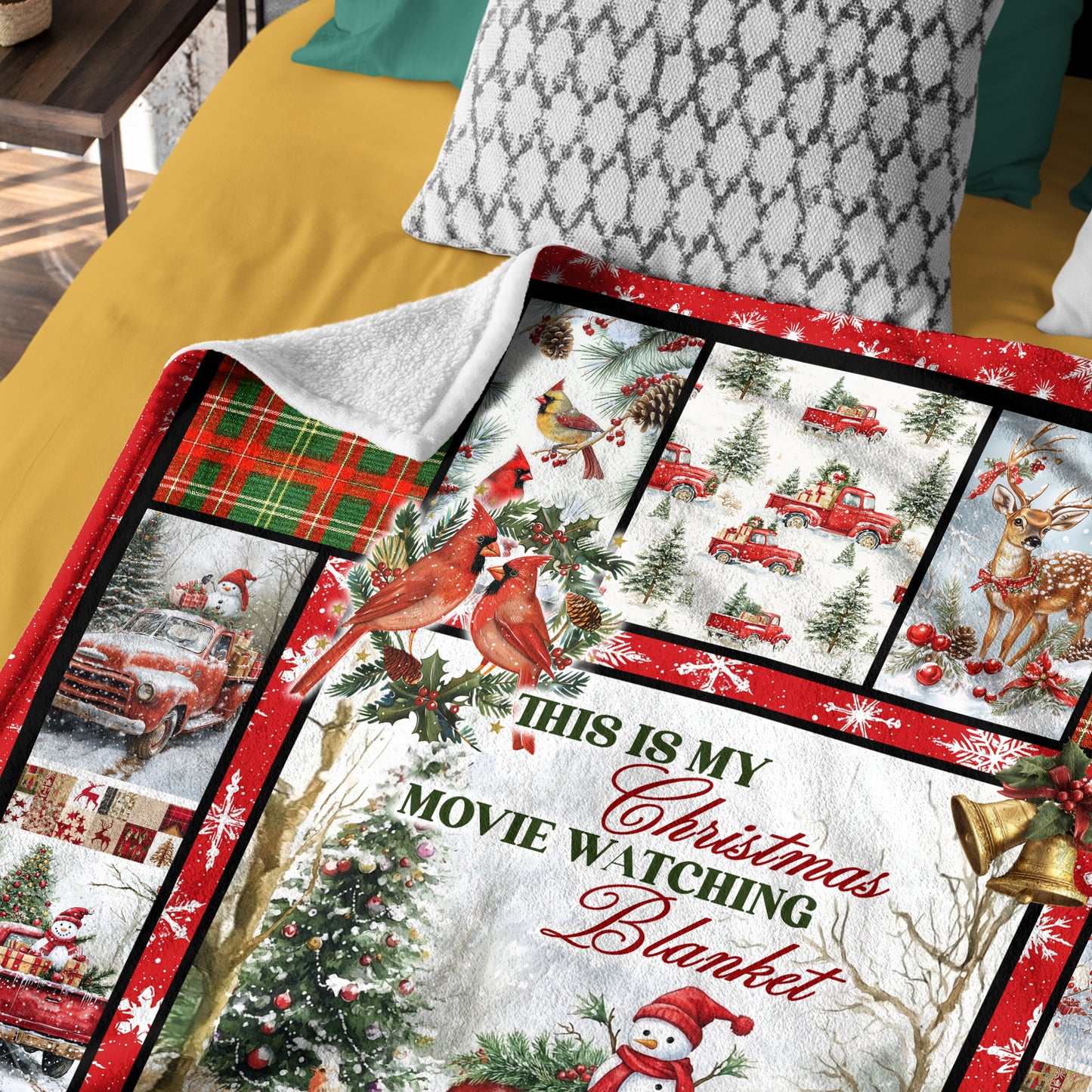 Netecom Red Truck Christmas Blanket, Holiday Movie Watching Throw Blanket for Couch, Bed or Sofa, Ultra Soft Warm Gift for Christmas and Cozy Winter