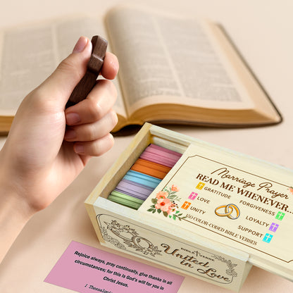 Netecom Bible Verse Box for Marriage with Prayer Cross, 150 Upgrade Bible Verse Cards Box Set for Emotions and Feelings, Anniversary Wedding Gift for Couple, Handmade Inspirational Prayer Box Gift