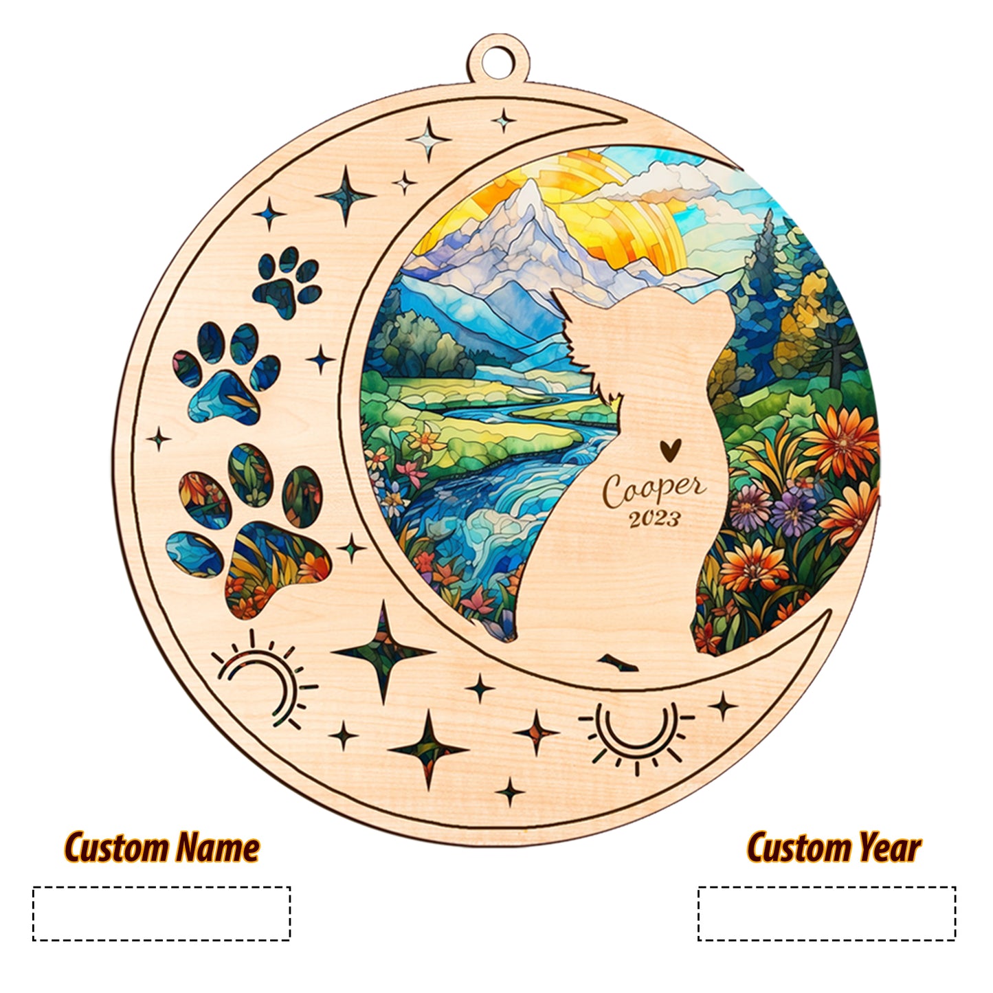 Netecom Chihuahua Memorial Suncatcher, Personalized with Name Date Dog Suncatcher, Pet Loss Sun Catchers Indoor Window, Bereavement Gift Dog Memorial Ornament Loss of Pet Sympathy Gift