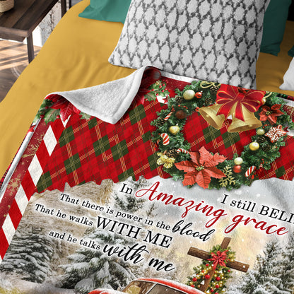Netecom Christmas Cross and Red Truck Blanket, Holiday Religious Throw Blanket for Couch, Bed or Sofa, Ultra Soft Warm Gift for Christmas and Cozy Winter