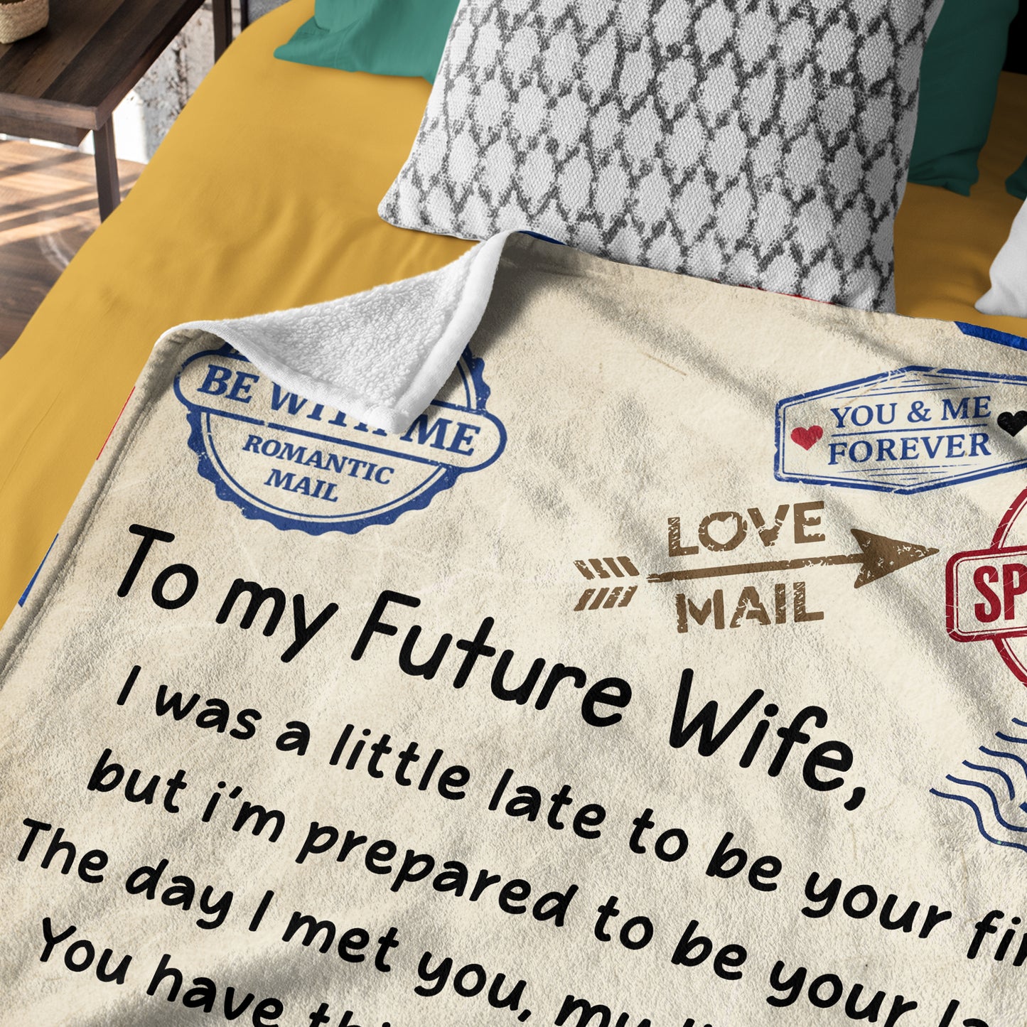 Netecom Personalized Romantic Love Letter To My Future Wife Blanket from Husband, Throw Blanket for Couch, Bed or Sofa, Gift for Girlfriend Fiancee, Wedding, Anniversary,  Birthday, Christmas