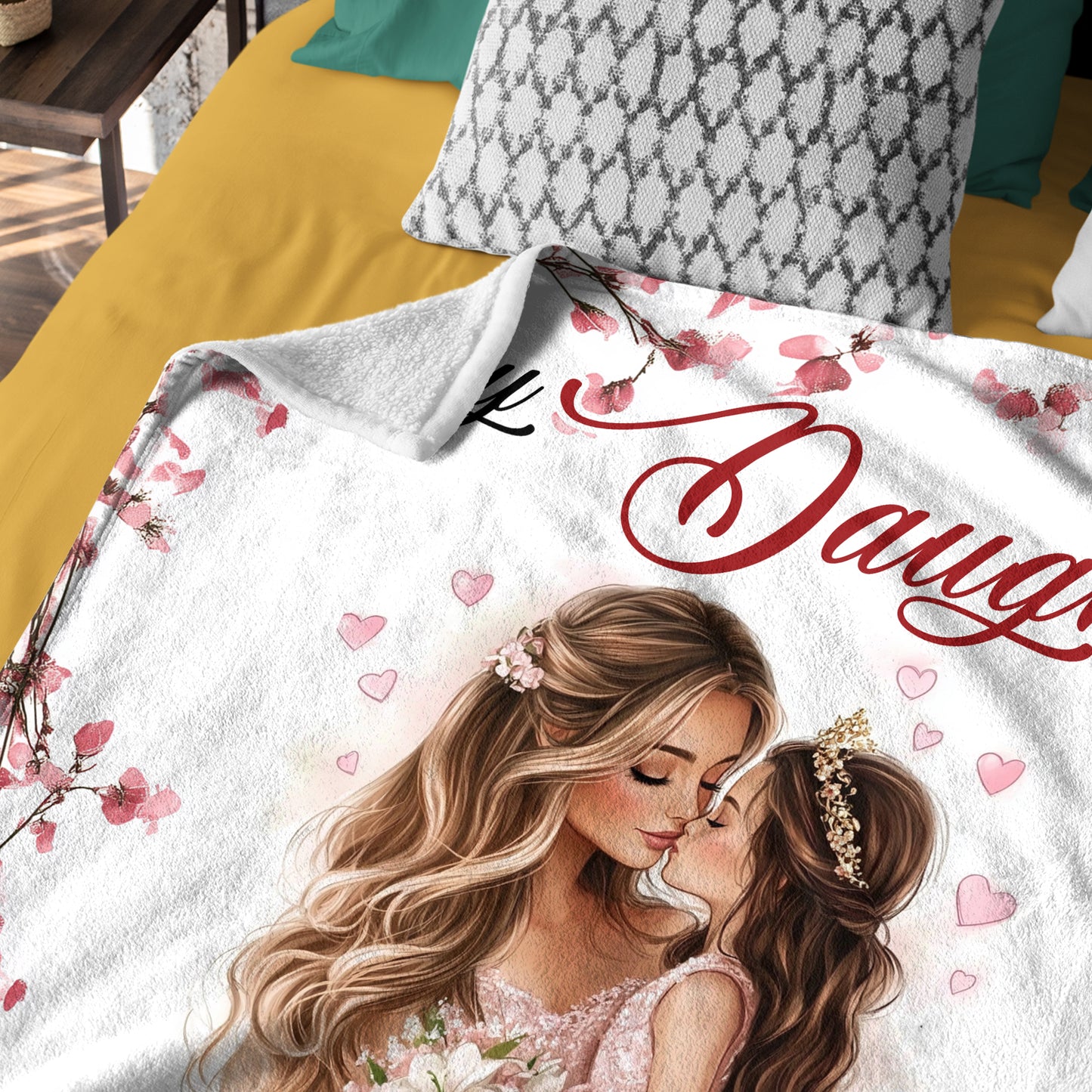 Netecom Personalized To My Daughter Blanket from Dad and Mom, Floral Love Letter Throw Blanket for Couch, Bed or Sofa, Ultra Soft Warm, Birthday Gift for Daughter, Present for Christmas, Graduation
