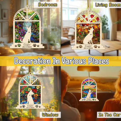 Netecom Personalized German Shepherd Memorial Window Ornament, Custom Dog Memorial Ornament with Name Date, Pet Loss Remembrance Gift, Bereavement Keepsake