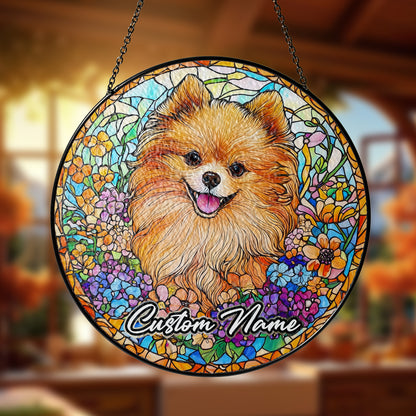 Netecom Personalized Pomeranian Dog Ornament, Custom Pet Memorial Suncatcher, Pet Loss Remembrance Gift, Christmas Decoration