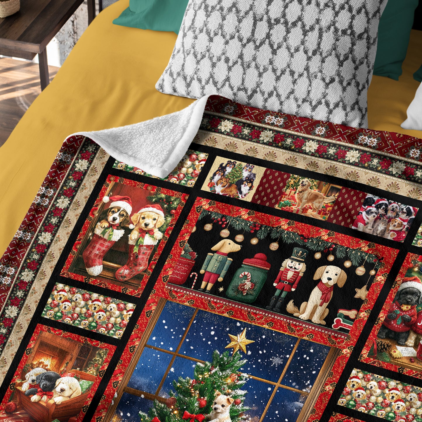 Netecom Christmas Dogs Blanket, Festive Holiday Puppy Throw Blanket for Couch, Bed or Sofa, Ultra Soft and Warm Gift for Christmas Season and Cozy Winter