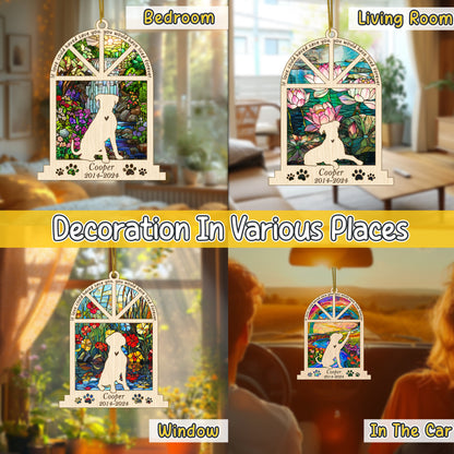 Netecom Personalized Boxer Memorial Window Ornament, Custom Dog Memorial Ornament with Name Date, Pet Loss Remembrance Gift, Dog Sympathy Keepsake