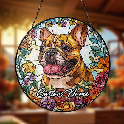 Netecom Personalized French Bulldog Ornament, Custom Memorial Suncatcher, Pet Loss Remembrance Gift, Christmas Decoration