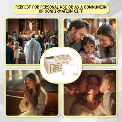 Netecom Personalized Prayer Request Box for Mom – Custom Engraved Family Names on Box with Mom Name on Wooden Cross, 100 Prayer Request Cards, Christian Keepsake Gift