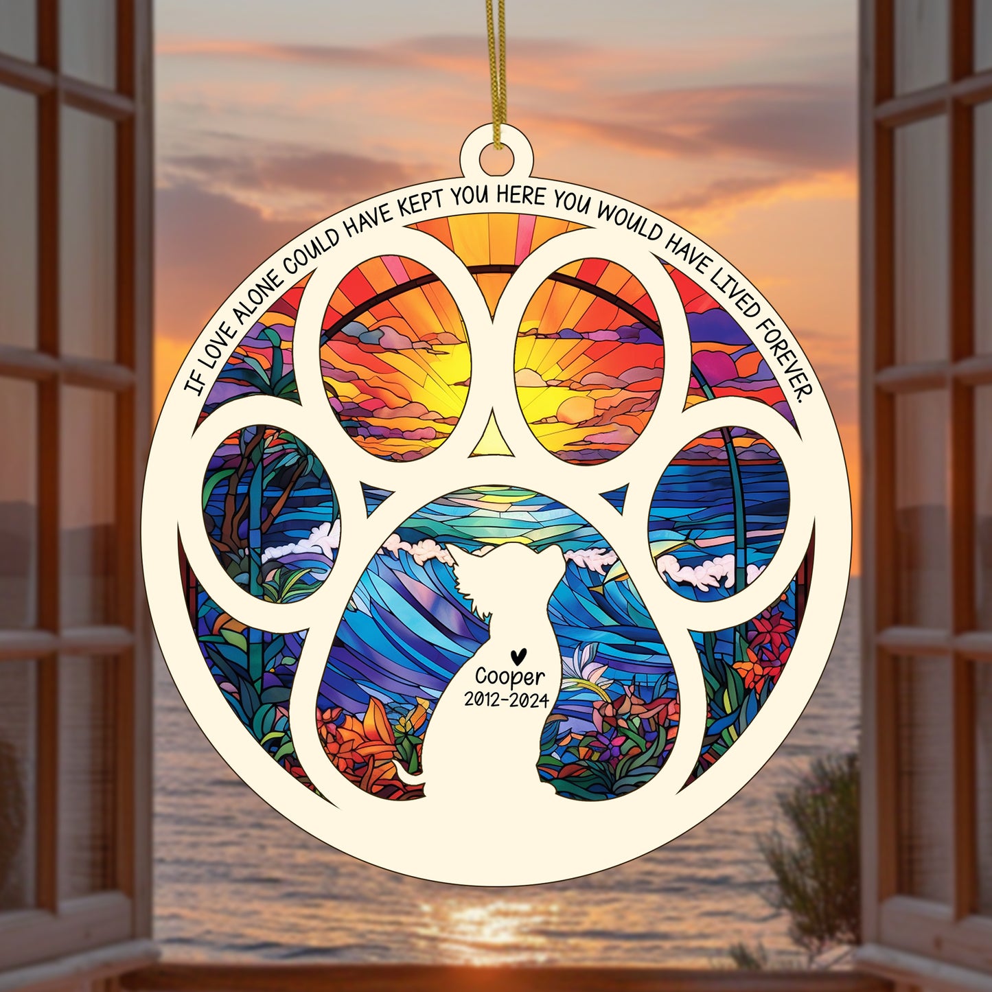 Netecom Personalized Chihuahua Dog Paw Memorial Suncatcher with Name Date, Pet Loss Sympathy Gift, Bereavement Keepsake for Dog Lovers