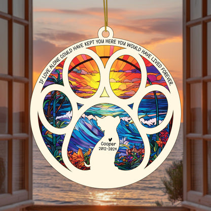 Netecom Personalized Chihuahua Dog Paw Memorial Suncatcher with Name Date, Pet Loss Sympathy Gift, Bereavement Keepsake for Dog Lovers