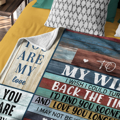 Netecom Personalized To My Wife Blanket from Husband, Rustic Wood Style Love Letter Throw Blanket for Couch, Bed or Sofa, Romantic Wedding Anniversary or Valentine’s Day Gift for Wife
