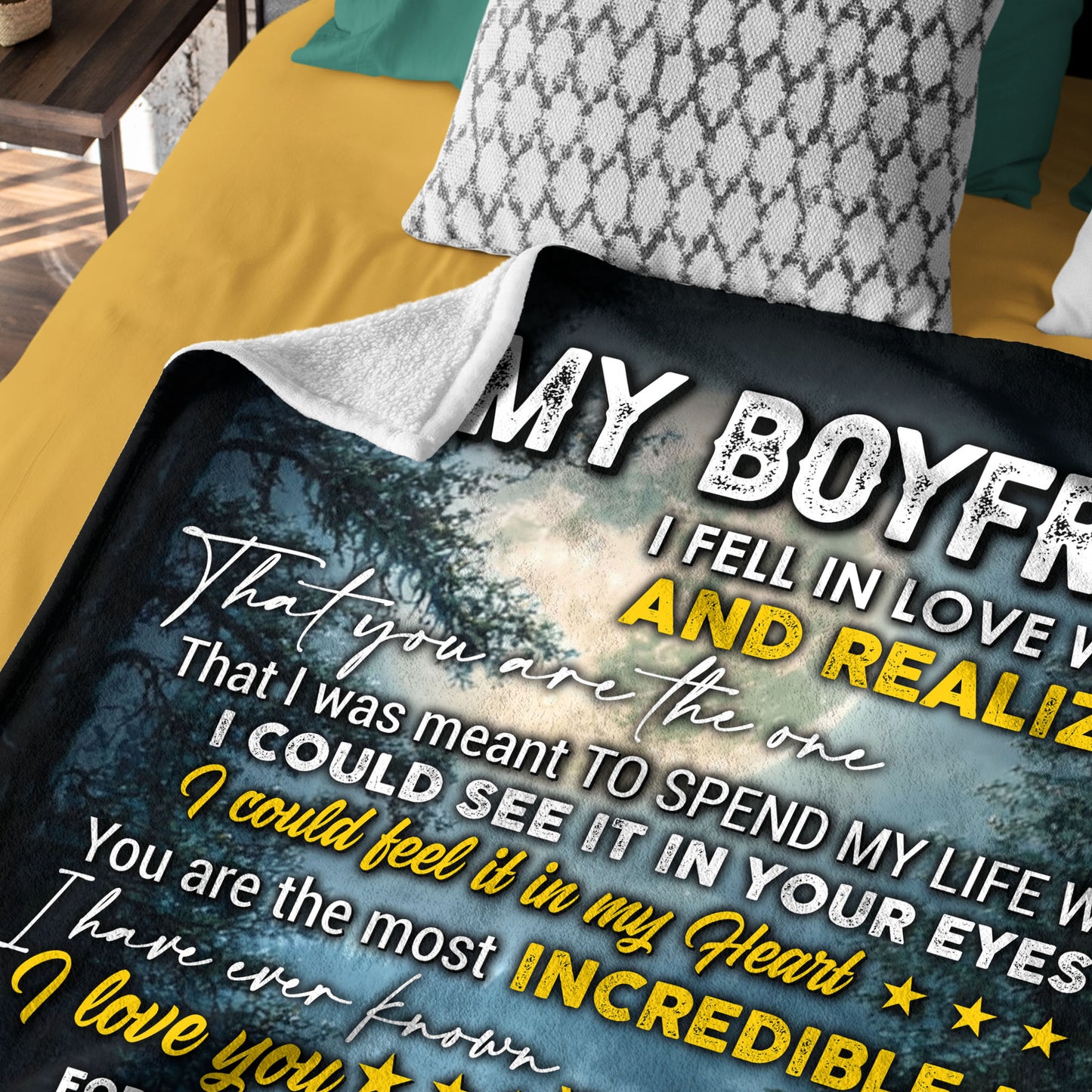 Netecom Personalized To My Boyfriend Blanket from Girlfriend, Romantic Wolf Couple Throw Blanket for Couch, Bed or Sofa, Love Letter Blanket for Boyfriend, Christmas or Valentine’s Day Present