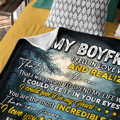 Netecom Personalized To My Boyfriend Blanket from Girlfriend, Romantic Wolf Couple Throw Blanket for Couch, Bed or Sofa, Love Letter Blanket for Boyfriend, Christmas or Valentine’s Day Present