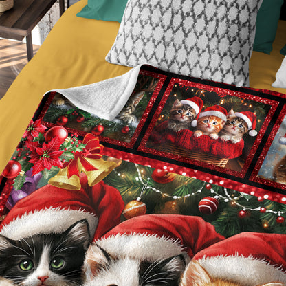 Netecom Christmas Cats Blanket, Cute Holiday Kitten Throw Blanket for Couch, Bed or Sofa, Ultra Soft Warm Gift for Cat Lovers and Christmas