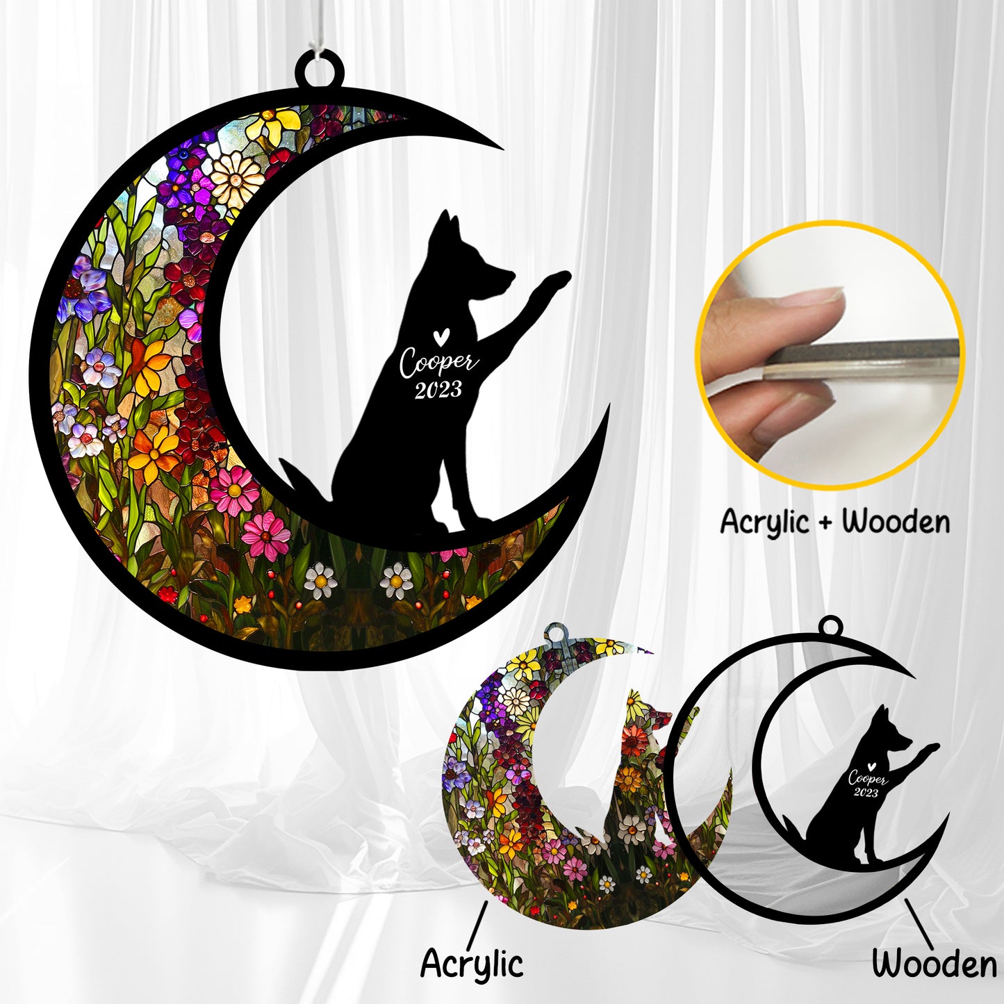 Netecom German Shepherd Dog Wind Chimes Memorial, Pet Memorial Windchime for Dogs Suncatcher, Loss of Pet Remembrance Gift, Sympathy Wind Chimes Outside Garden Decor, Dog Passing Away Gifts