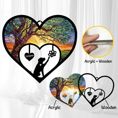 Netecom Personalized Boxer Dog Memorial Wind Chimes, Dog Name Suncatcher, Pet Loss Sympathy Gift for Dog Lovers, Outdoor Garden Remembrance Decor