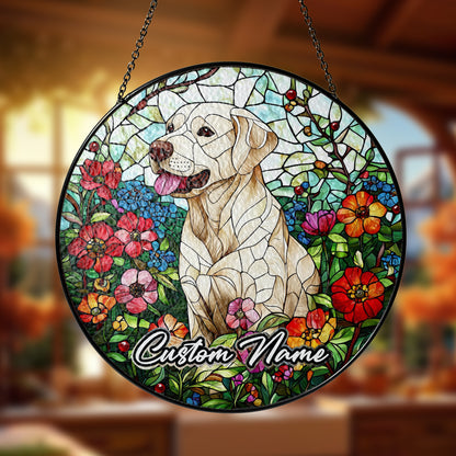 Netecom Custom Labrador Retriever Stained Glass Ornament, Personalized Pet Memorial Suncatcher, Pet Loss Sympathy Gift, Christmas Decoration