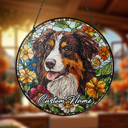 Netecom Custom Australian Shepherd Dog Ornament, Personalized Memorial Suncatcher, Pet Loss Sympathy Gift, Christmas Decoration