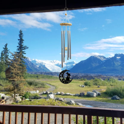 Netecom Rabbit Wind Chimes Memorial, Personalized Pet Memorial Windchime for Rabbit Suncatcher, Pet Condolences Gift for Loss of Bunny, Pet Remembrance Gift, Sympathy Pet Wind Chimes Outdoor Garden