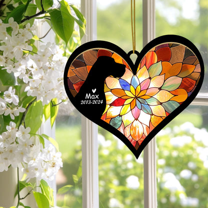 Netecom Personalized Great Dane Memorial Suncatcher, Dog Ornament with Name Date, Pet Loss Sympathy Gift, Remembrance Keepsake, Bereavement Gift for Dog Lovers, Heart Suncatcher