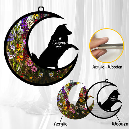 Netecom Australian Shepherd Dog Wind Chimes Memorial, Pet Memorial Windchime for Dogs Suncatcher, Loss of Pet Remembrance Gift, Sympathy Wind Chimes Outside Garden Decor, Dog Passing Away Gifts