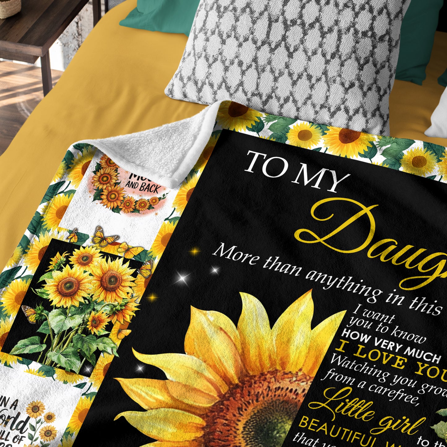 Netecom Personalized To My Daughter Blanket from Mom, Sunflower Throw Blanket for Couch, Bed or Sofa, Ultra Soft Warm, Birthday Gifts for Daughter, Christmas, Graduation