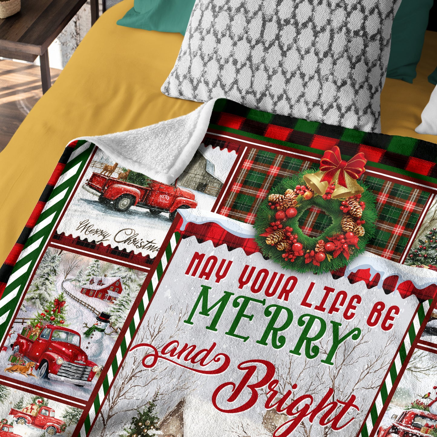 Netecom Red Truck and Snowman Blanket, Festive Christmas Winter Throw Blanket for Couch, Bed or Sofa, Ultra Soft and Warm Holiday Gift for Christmas Season and Cozy Winter