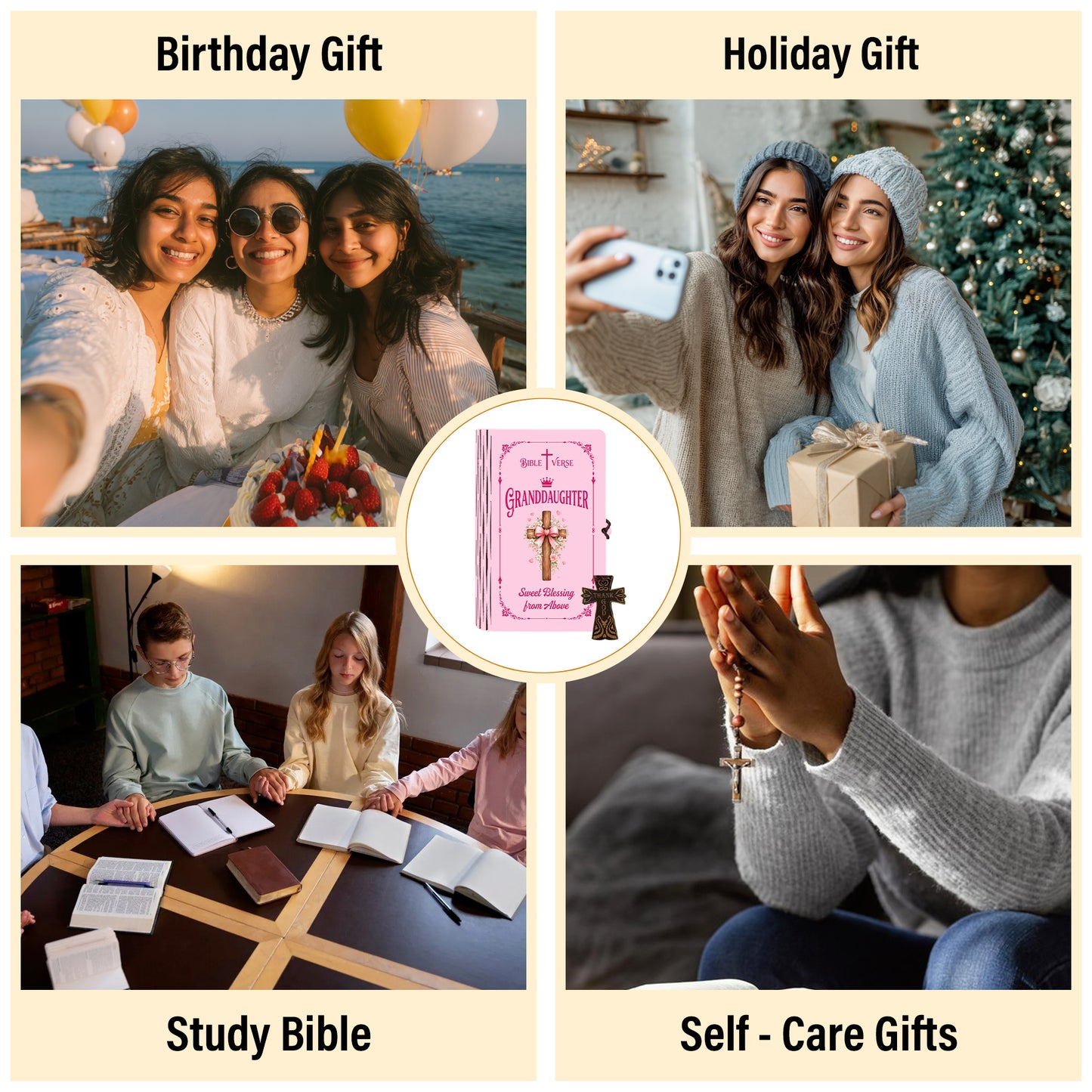 Netecom Bible Verse Box for Granddaughter – 150 Color-Coded Scripture Cards with Mini Cross, Christian Faith Keepsake Gift for Daily Prayer, Encouragement & Spiritual Inspiration