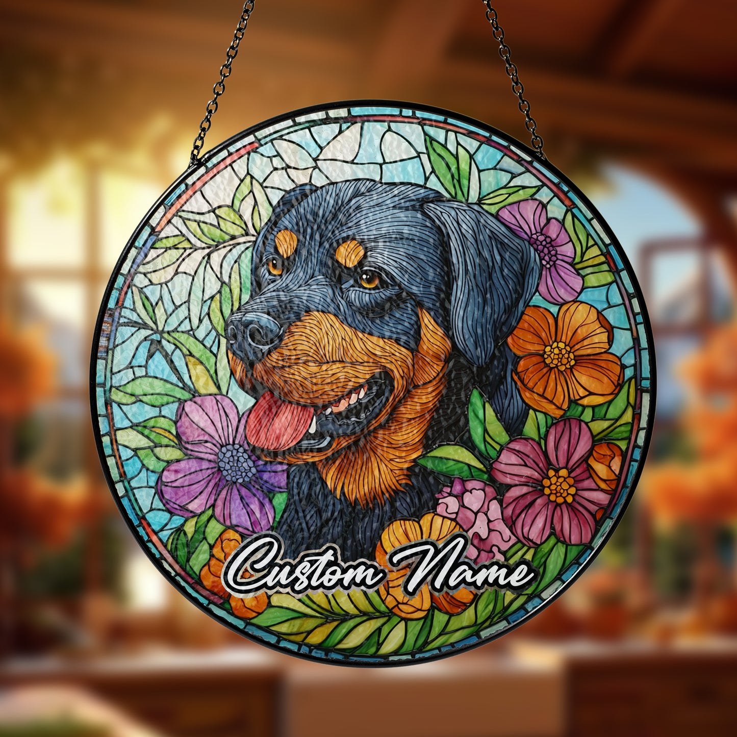 Netecom Personalized Rottweiler Dog Ornament, Custom Memorial Suncatcher, Pet Loss Sympathy Gift, Christmas Decoration