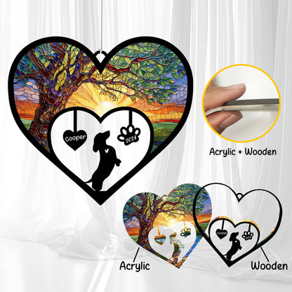 Netecom Personalized Dachshund Dog Memorial Wind Chimes, Wiener Dog Name Suncatcher, Pet Sympathy Gift for Dog Lovers, Outdoor Garden Remembrance Decor
