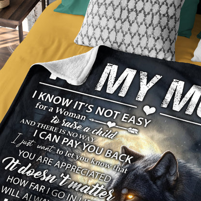 Netecom Personalized To My Mom Blanket from Daughter and Son, Wolf Family Love Letter Throw Blanket for Couch, Bed or Sofa, Ultra Soft Warm, Birthday Gifts for Mom, Mother’s Day or Christmas Present