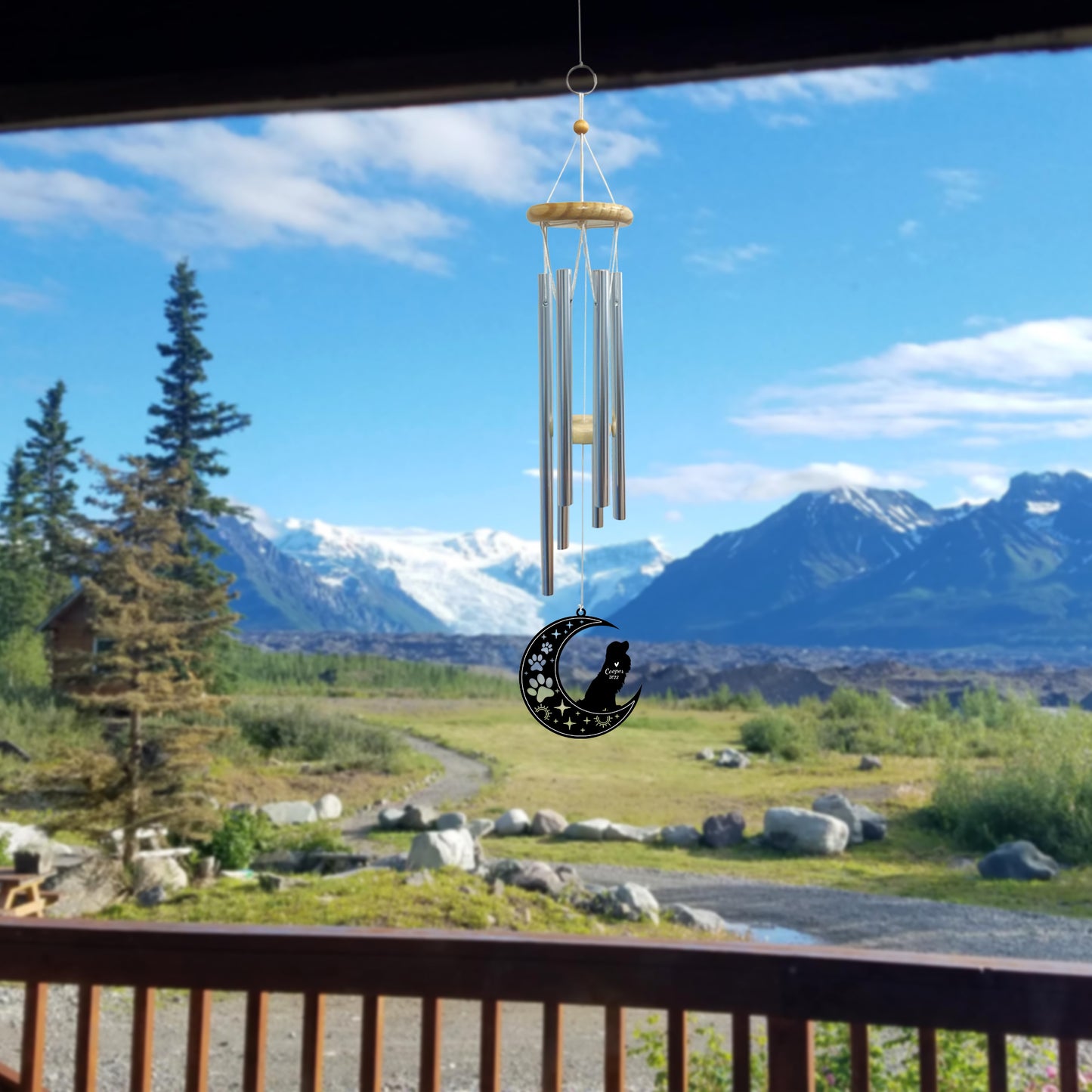 Netecom Cavalier King Charles Spaniel Dog Wind Chimes Memorial, Personalized Pet Memorial Windchime for Dog Suncatcher, Pet Condolences Gift Loss of Dog, Remembrance Gift, Sympathy Pet Wind Chimes
