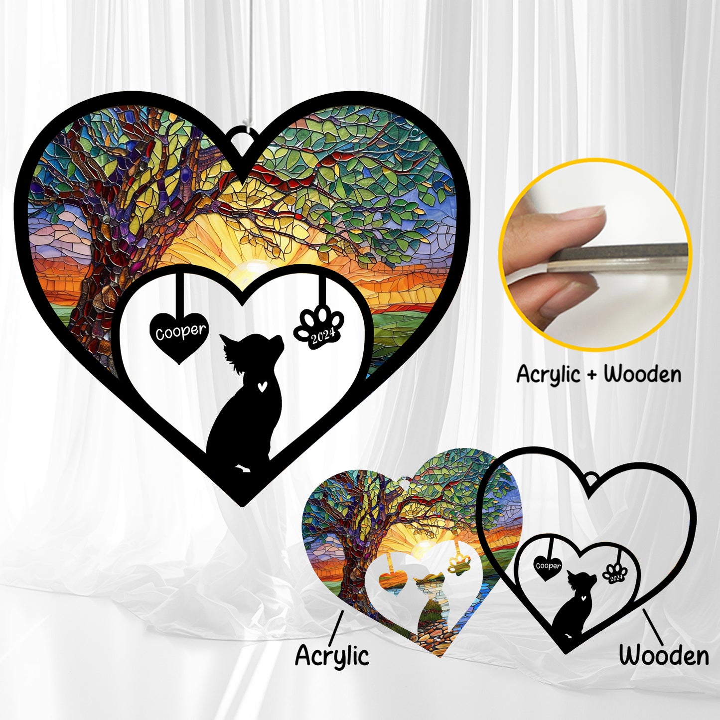 Netecom Personalized Chihuahua Dog Memorial Wind Chimes, Dog Name Suncatcher, Bereavement Gift for Dog Lovers, Pet Loss Outdoor Garden Memorial Decor