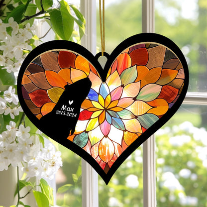 Netecom Personalized Guinea Pig Memorial Suncatcher, Pet Ornament with Name Date, Pet Loss Sympathy Gift, Remembrance Keepsake, Bereavement Gift for Pet Lovers, Heart Suncatcher