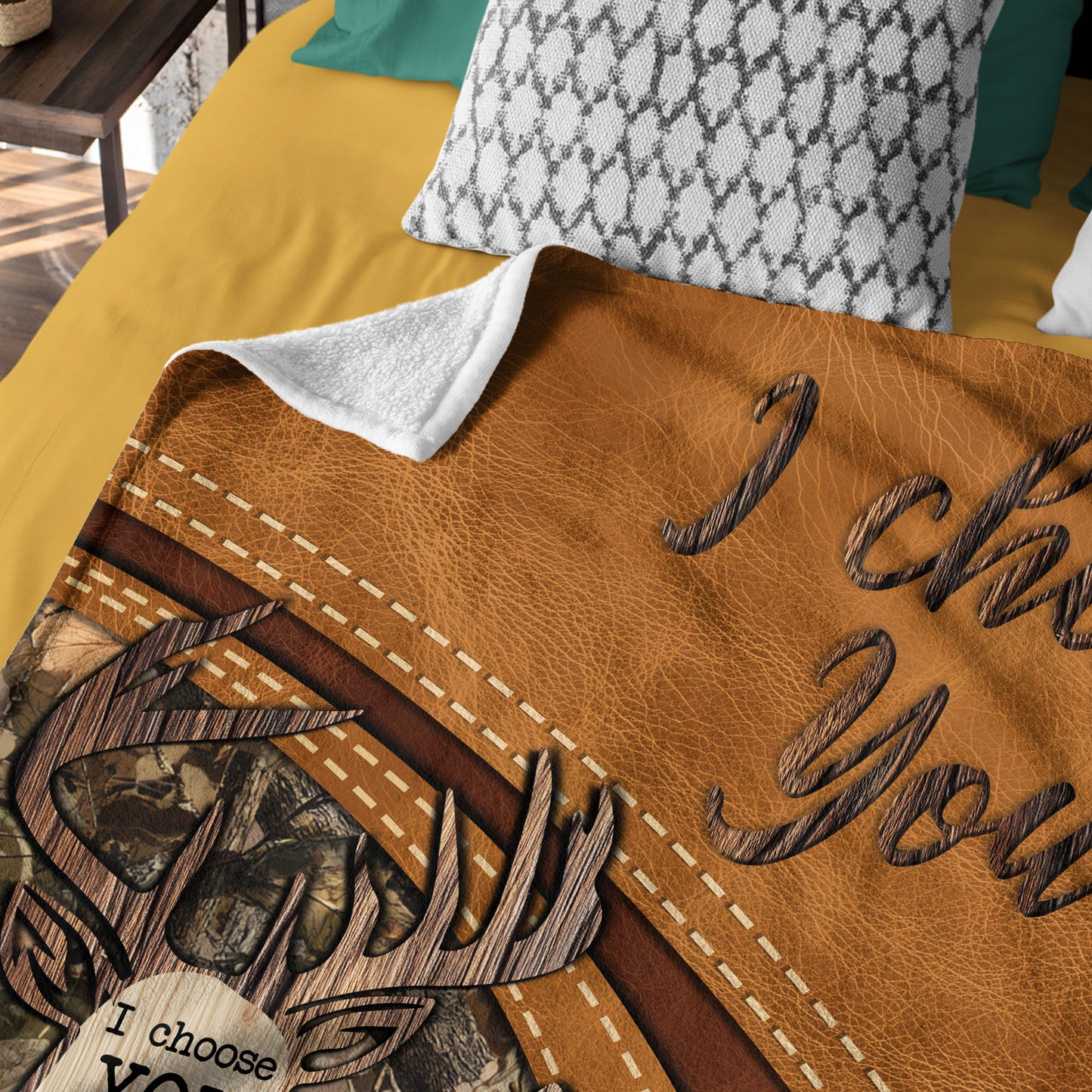 Netecom Personalized I Choose You Deer Couple Blanket, Romantic Hunting Themed Throw Blanket for Couch, Bed or Sofa, Gift for Husband and Wife, Anniversary or Valentine’s Day Present