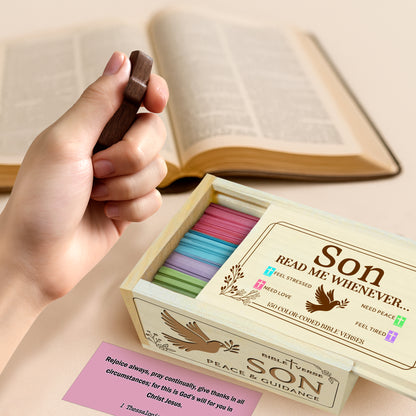 Netecom Bible Verses Box for Son with Prayer Cross, 150 Upgrade Bible Verse Cards Box Set for Emotions and Feelings, 4 Emotional Themes, Graduation Gift for Son, Encouragement & Love