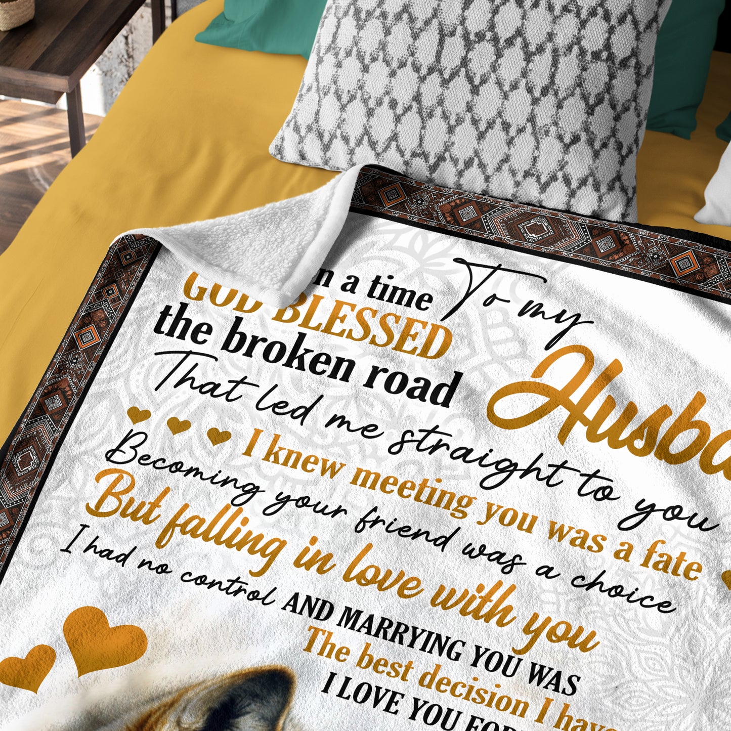 Netecom Personalized Wolf To My Husband Blanket from Wife, Custom Love Letter Throw Blanket for Couch, Bed or Sofa, Ultra Soft Warm Gift for Husband’s Birthday, Anniversary and Christmas