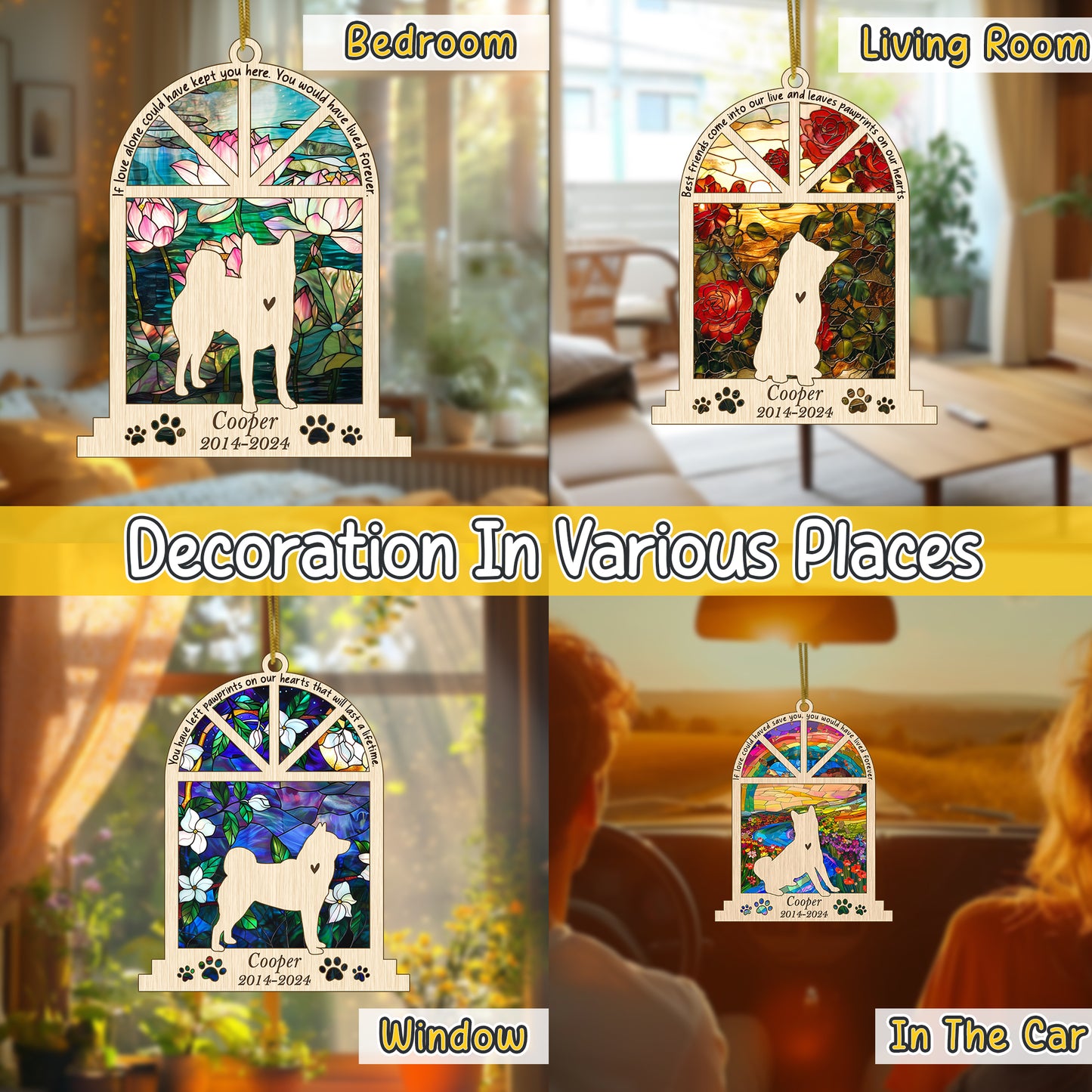 Netecom Personalized Akita Memorial Window Ornament, Custom Dog Memorial Gift with Name Date, Pet Loss Remembrance Suncatcher, Sympathy Gift for Dog Lovers