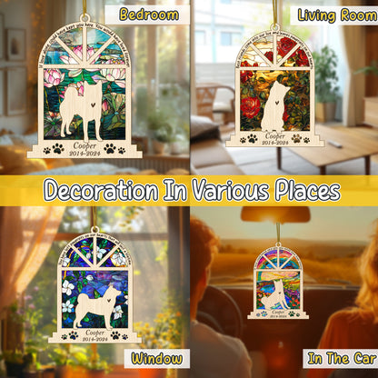 Netecom Personalized Akita Memorial Window Ornament, Custom Dog Memorial Gift with Name Date, Pet Loss Remembrance Suncatcher, Sympathy Gift for Dog Lovers
